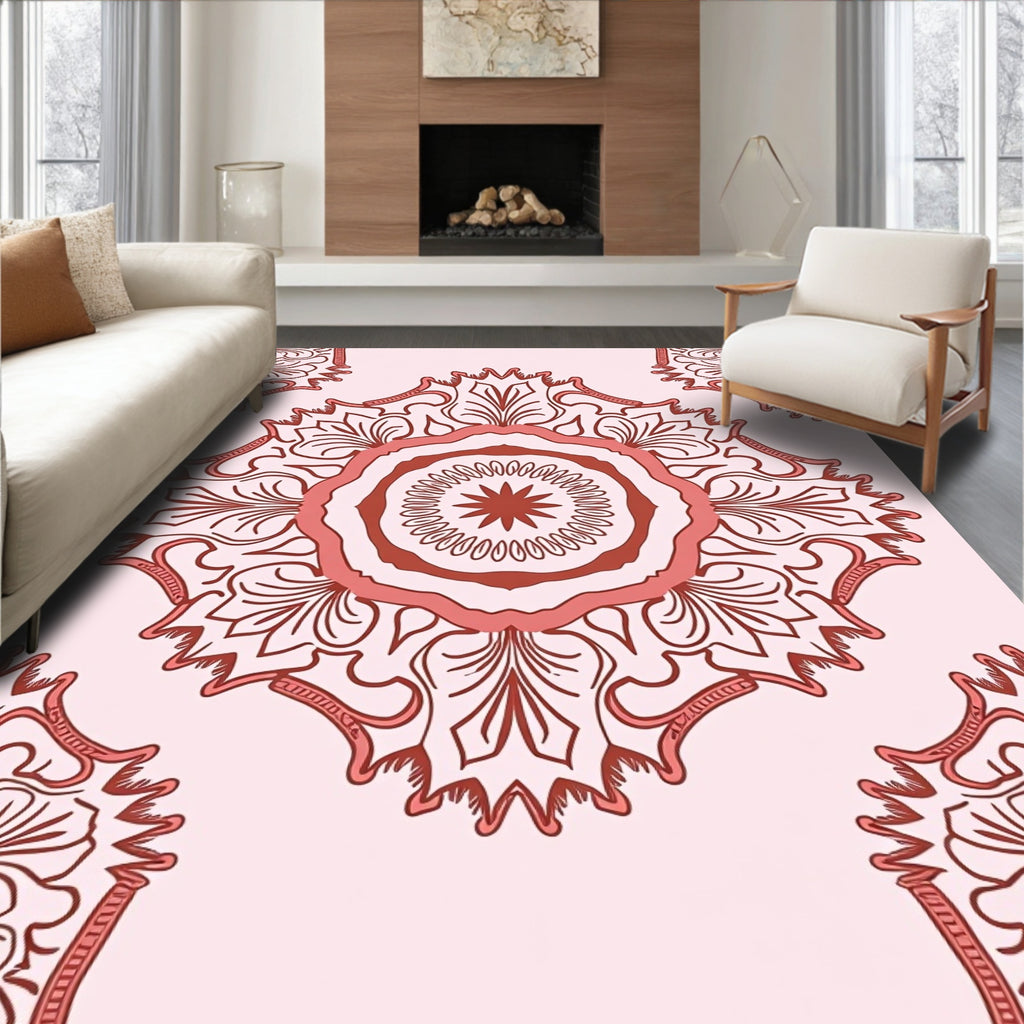 Mandala Inspired Floral Medallion Design Rug