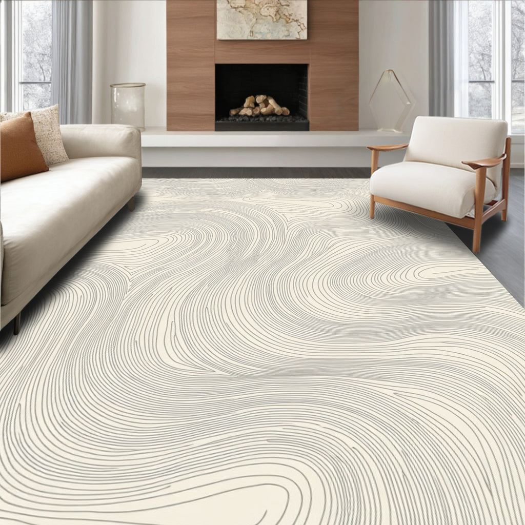Abstract Swirling Line Pattern Rug