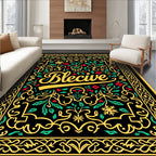 Bold Red Botanical Floral Scroll Rug