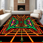 Vibrant Neon Geometric Sunburst Pattern Rug