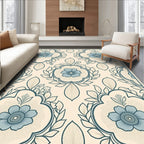 Classic Blue Floral Medallion Pattern Rug