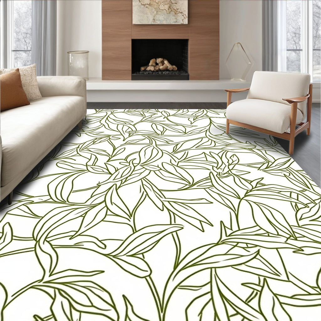 Delicate Leaf Outline Pattern Rug