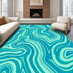 Aqua Blue Swirl Pattern Rug