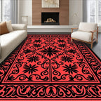 Bold Floral Inlay Rectangle Rug