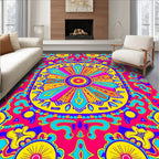Vibrant Geometric Floral Pattern Rug