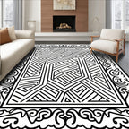Intricate Geometric Frame Maze Pattern Rug