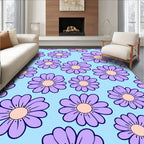 Retro Purple Daisy Pattern Rug