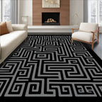 Modern Gray Maze Lines Area Rug