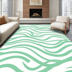 Aquamarine Wavy Stripe Pattern Rug
