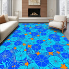 Blue Floral Star Pattern Design Rug
