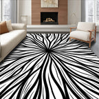 Radial Swirl Black White Pattern Rug