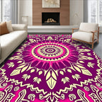 Vibrant Magenta Yellow Mandala Floral Rug