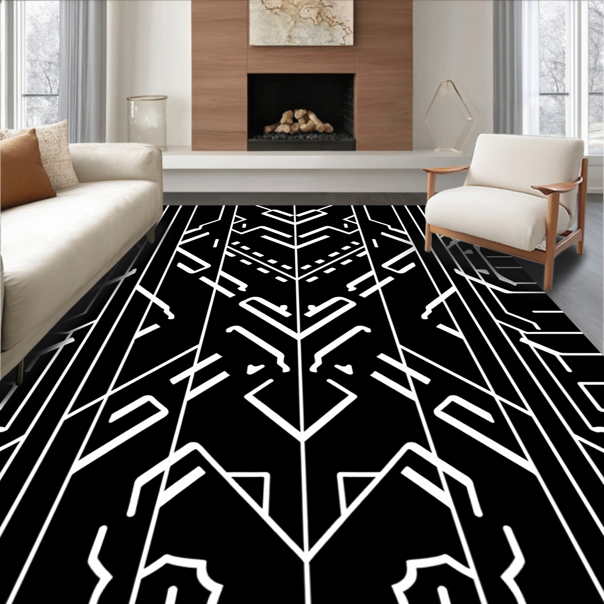 Art Deco Geometric Style Pattern Rug