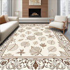 Nature Inspired Leaf Scroll Pattern Rug