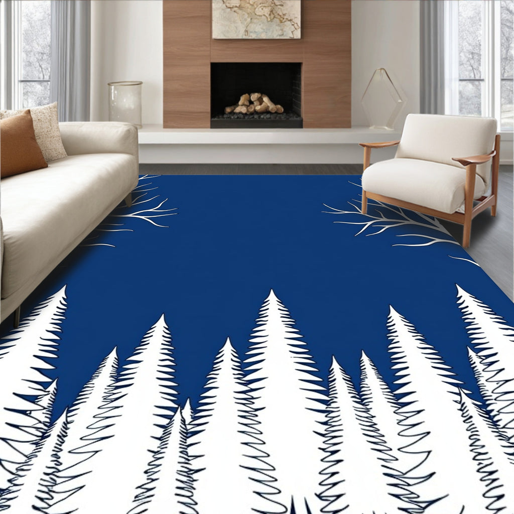 Forest Silhouette Nordic Scene Rug