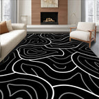 Black White Abstract Contour Design Rug