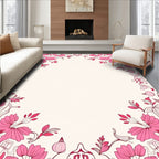 Ornate Pink Floral Swirl Design Rug