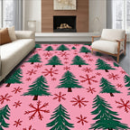 Pink Pine Tree Snowflake Medley Rug