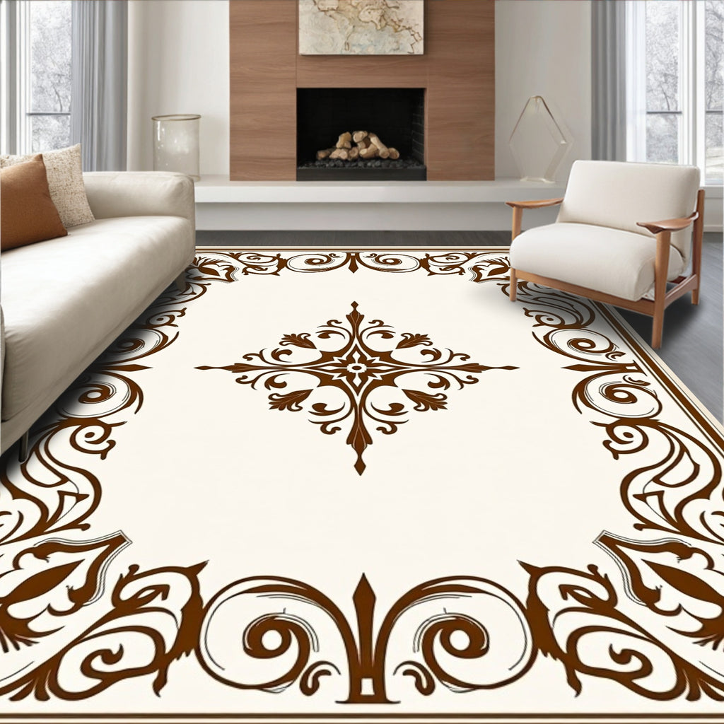 Ornate Scrollwork Floral Detail Rug