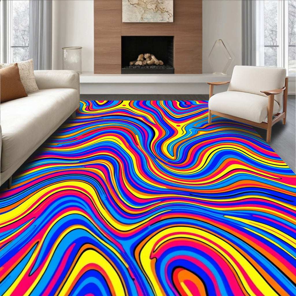 Vibrant Swirl Abstract Pattern Rug