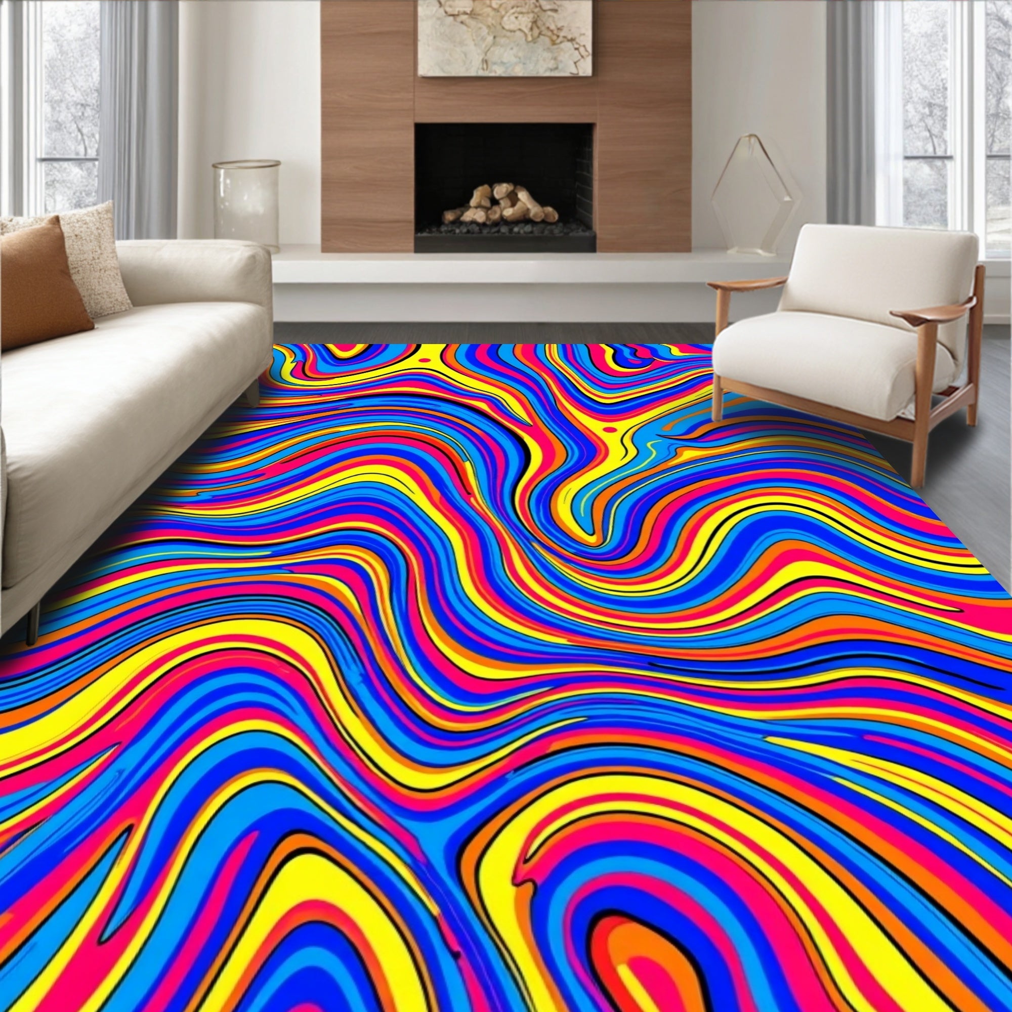 Vibrant Swirl Abstract Pattern Rug