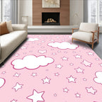 Pink Sky Clouds Stars Pattern Rug