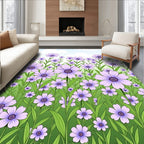 Purple Floral Field With Gentle Clouds Rug