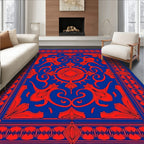 Royal Blue Red Ornamental Pattern Rug
