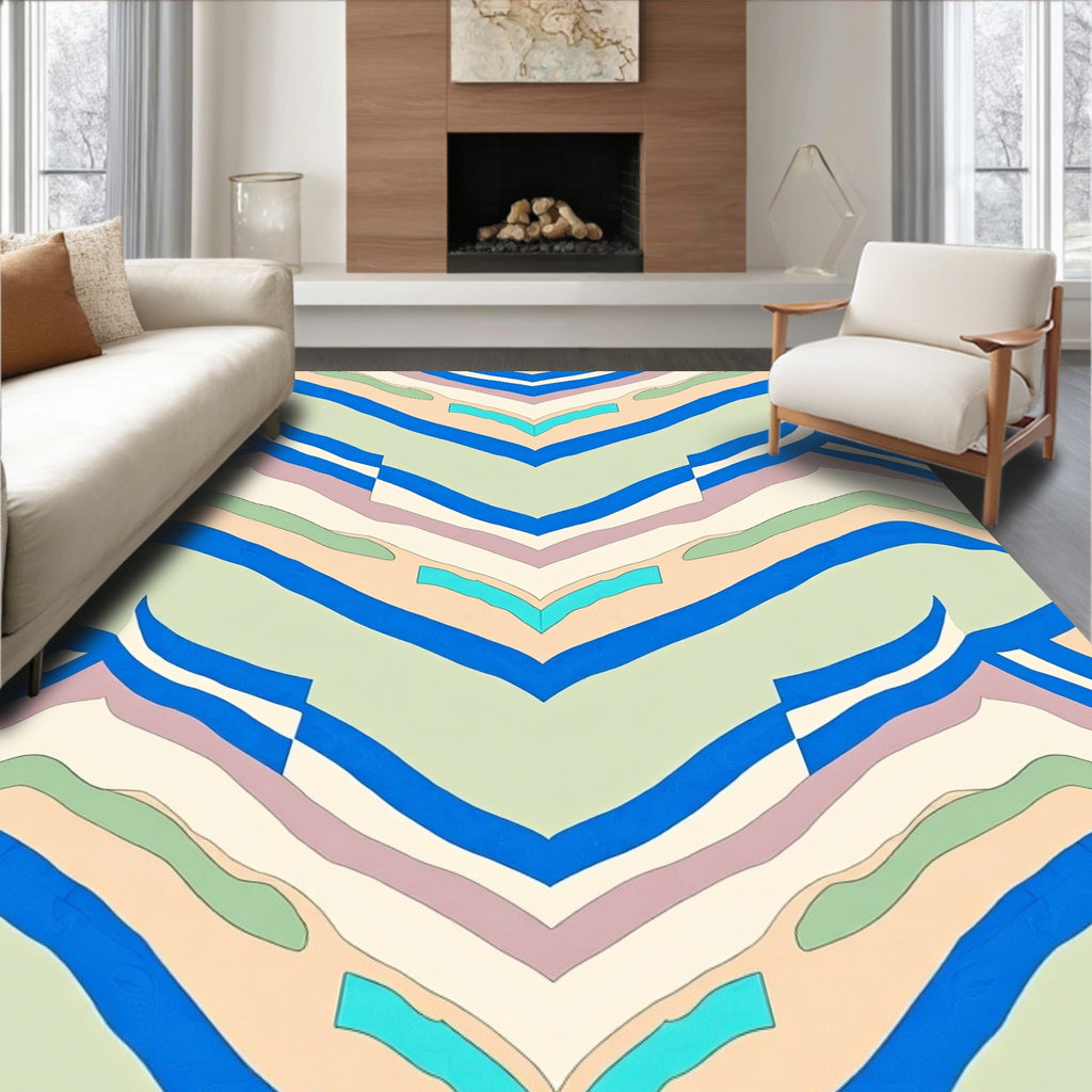 Interlocking Wave Pattern Rug