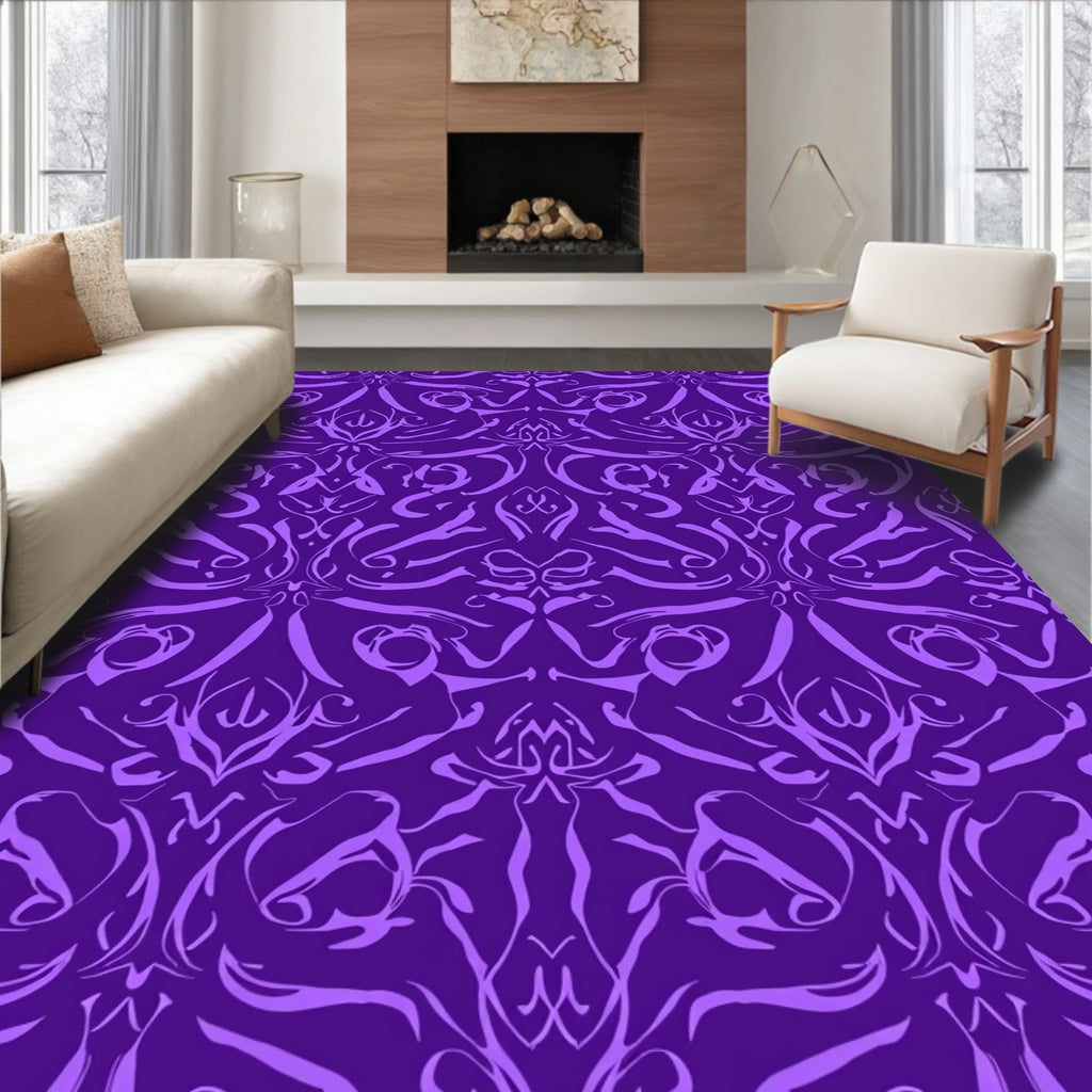 Damask Purple Lilac Abstract Pattern Rug