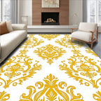 Golden Damask Flourish Pattern Rug
