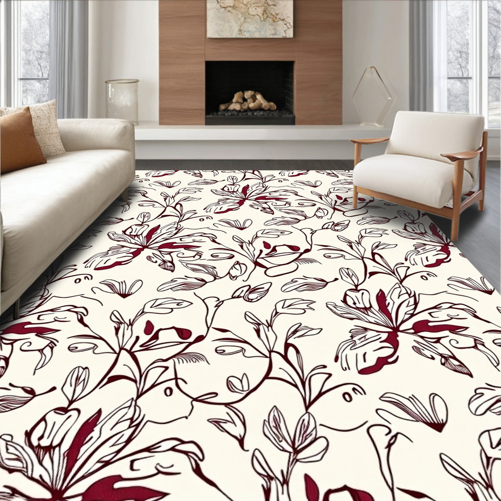 Vibrant Floral Vine Pattern Design Rug