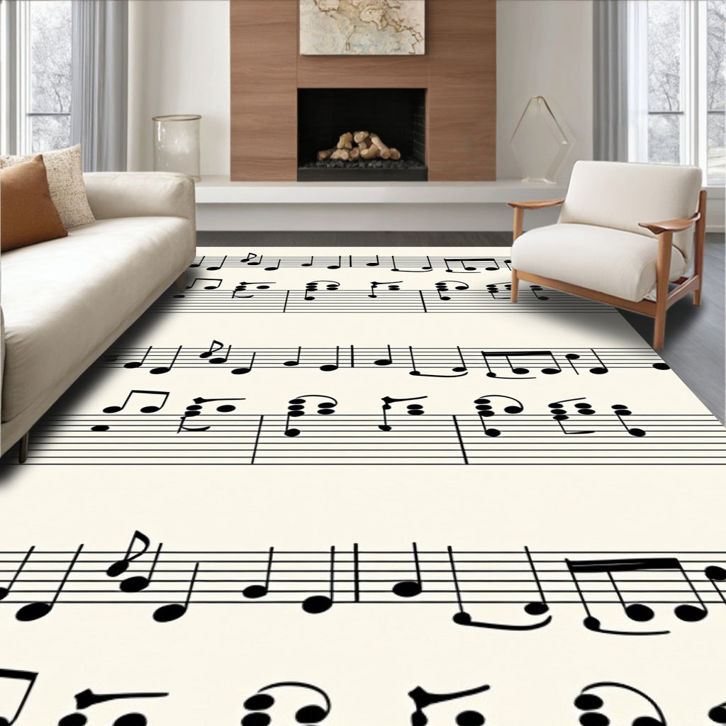 Musical Notes Patterned Design Rug