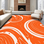 Fluid Orange White Swirl Pattern Rug