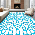 Bright Blue Abstract Grid Rug