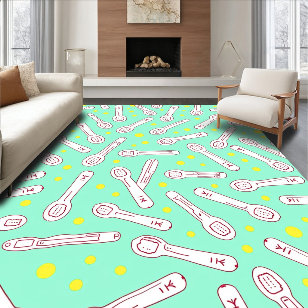 Hand Drawn Spoon Mosaic Mint Yellow Rug
