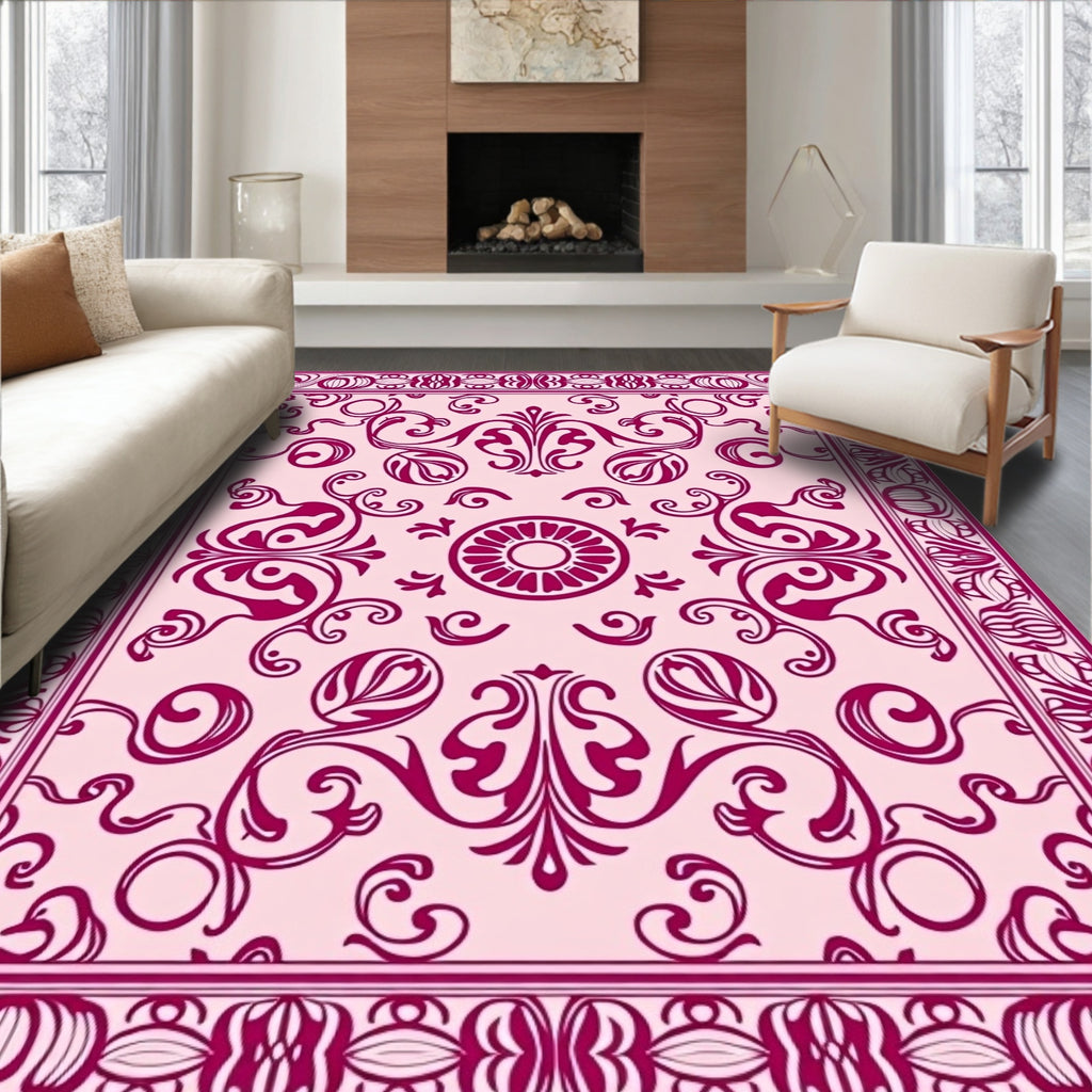 Baroque Floral Inset Border Rug