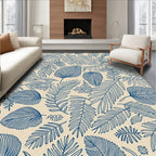 Blue Palm Leaf Pattern Rug