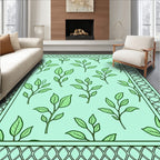 Leafy Vine Mint Pattern Rug