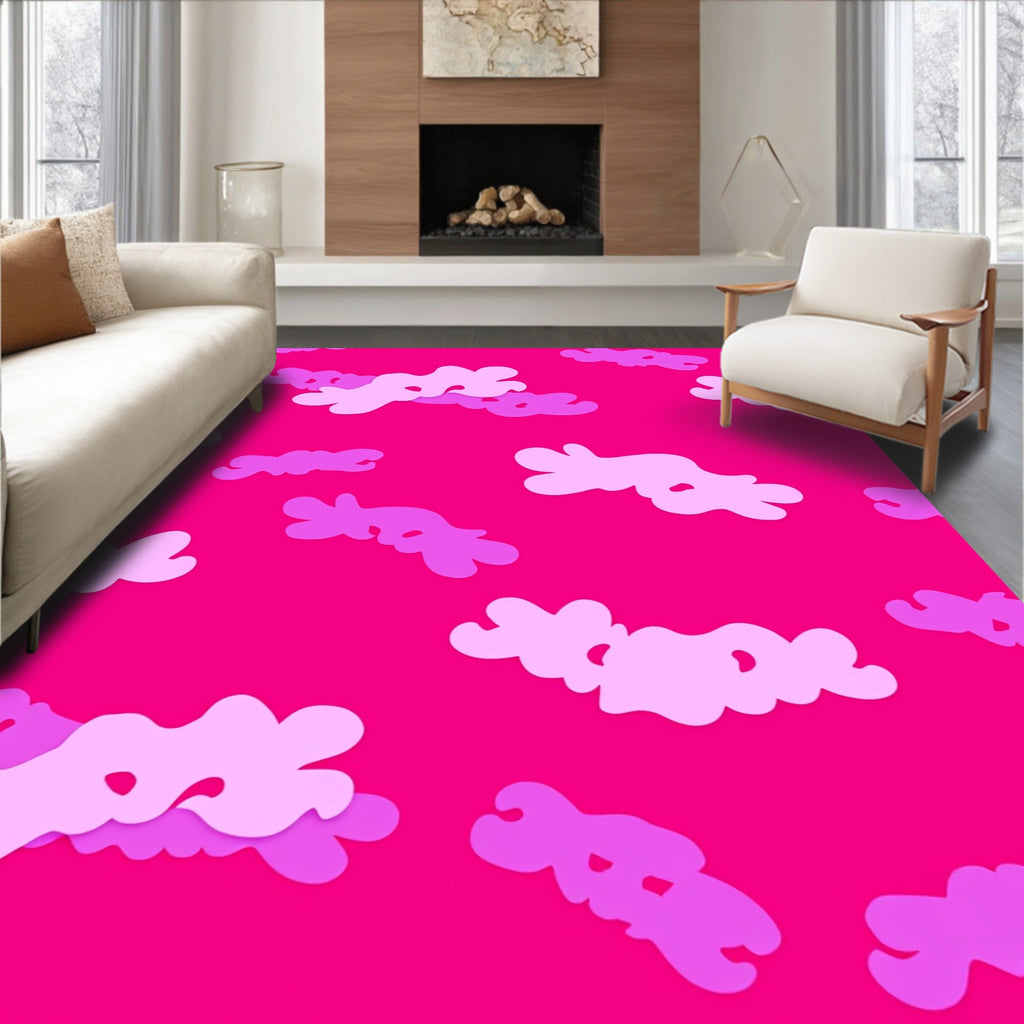 Playful Pink Cloud Pattern Rug