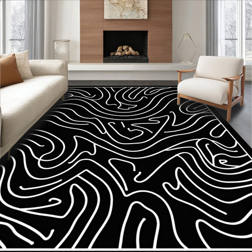 Abstract Line Art Flowing Pattern Rug
