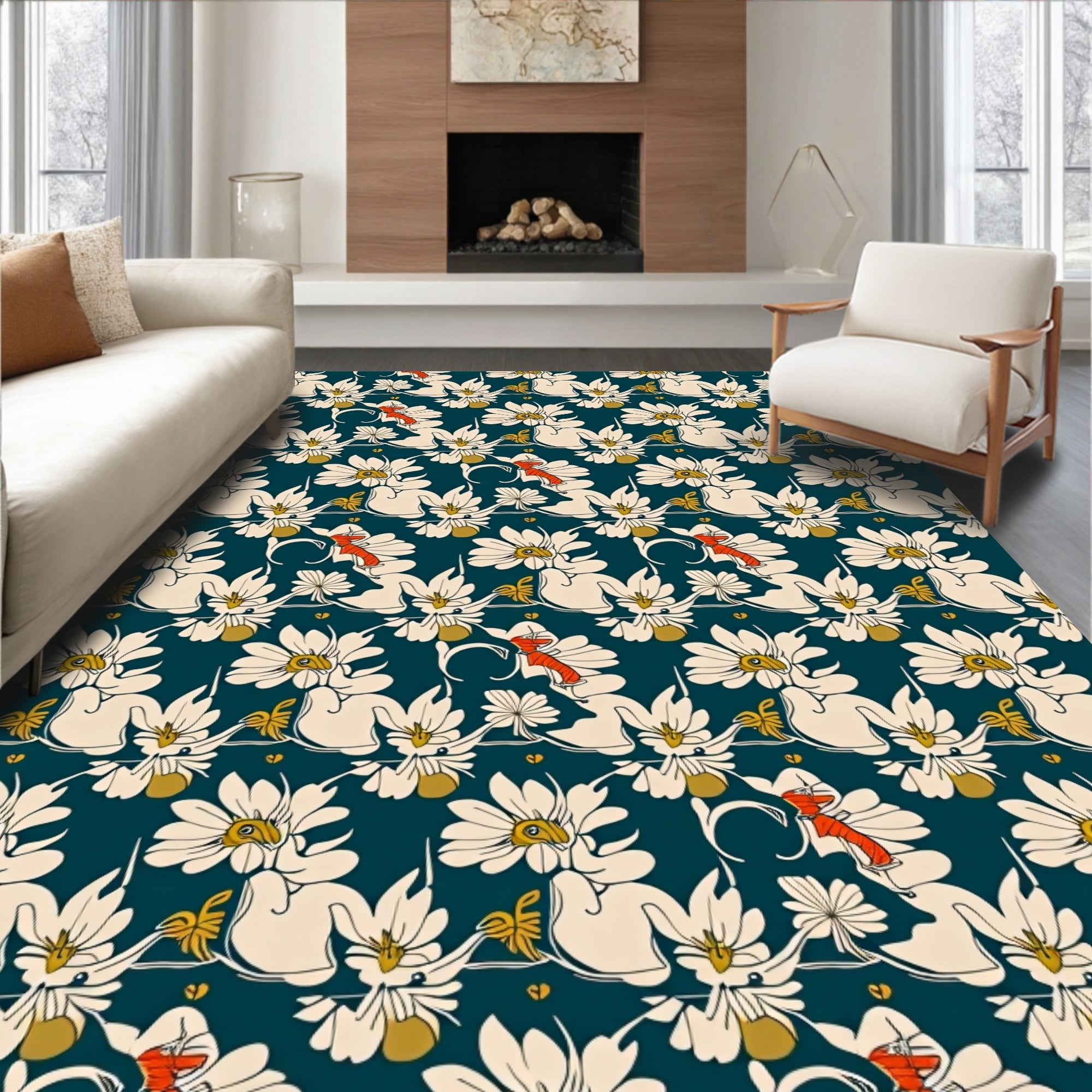 Art Nouveau Floral Pattern Rug