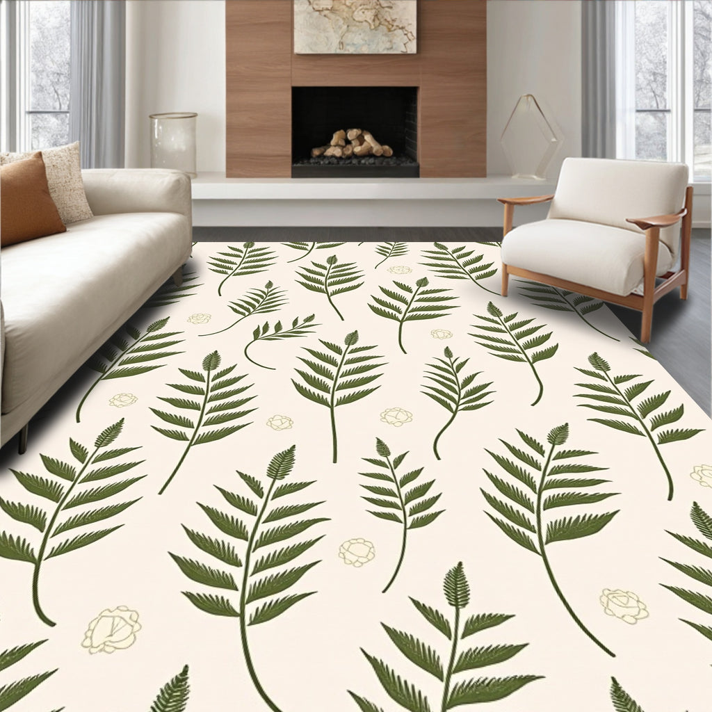 Fern Leaf Botanical Pattern Rug