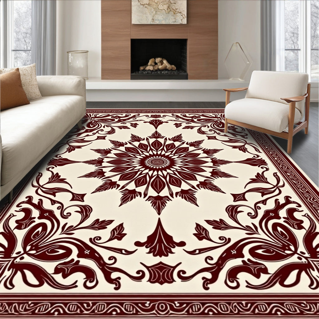 Dazzling Floral Medallion Border Design Rug