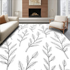 Elegant Leaf Branch Line Art Rug