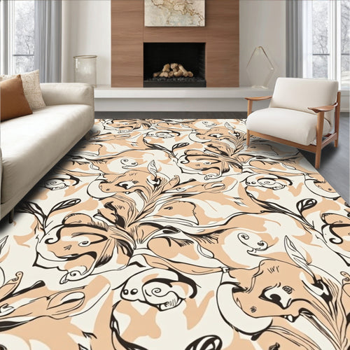 Abstract Floral Swirls Pattern Rug