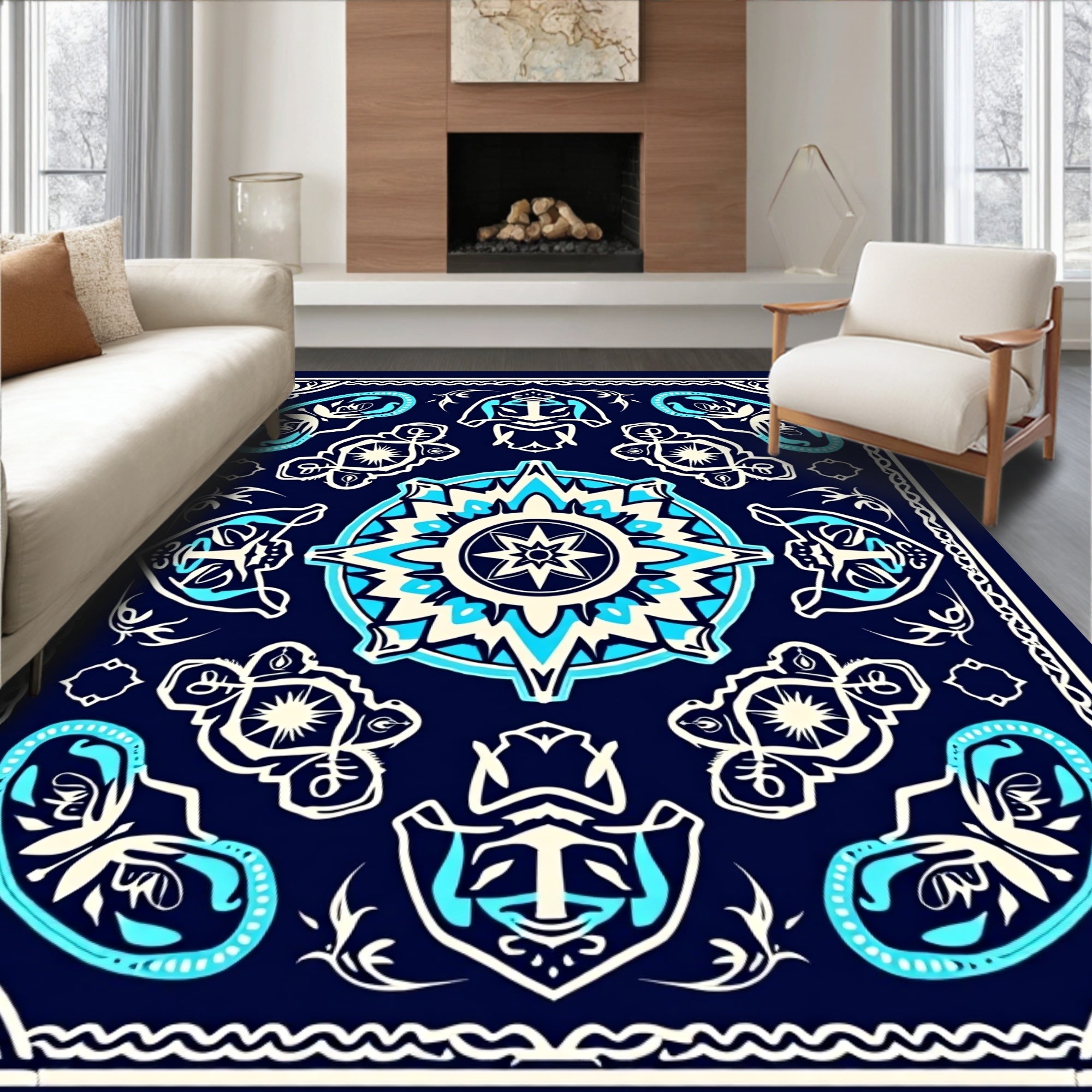 Marine Nautical Mandala Design Rug