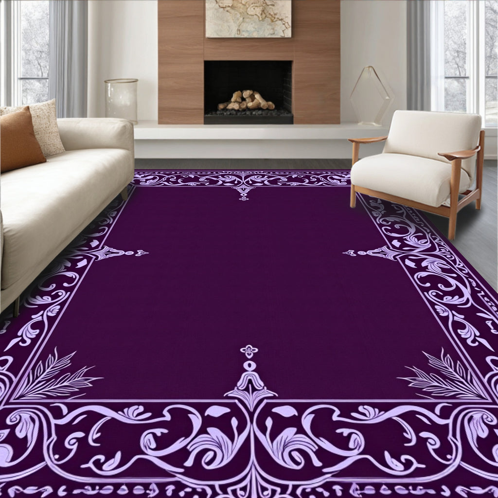 Ornate Floral Border Design Rug