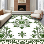 Classic Green Floral Medallion Rug