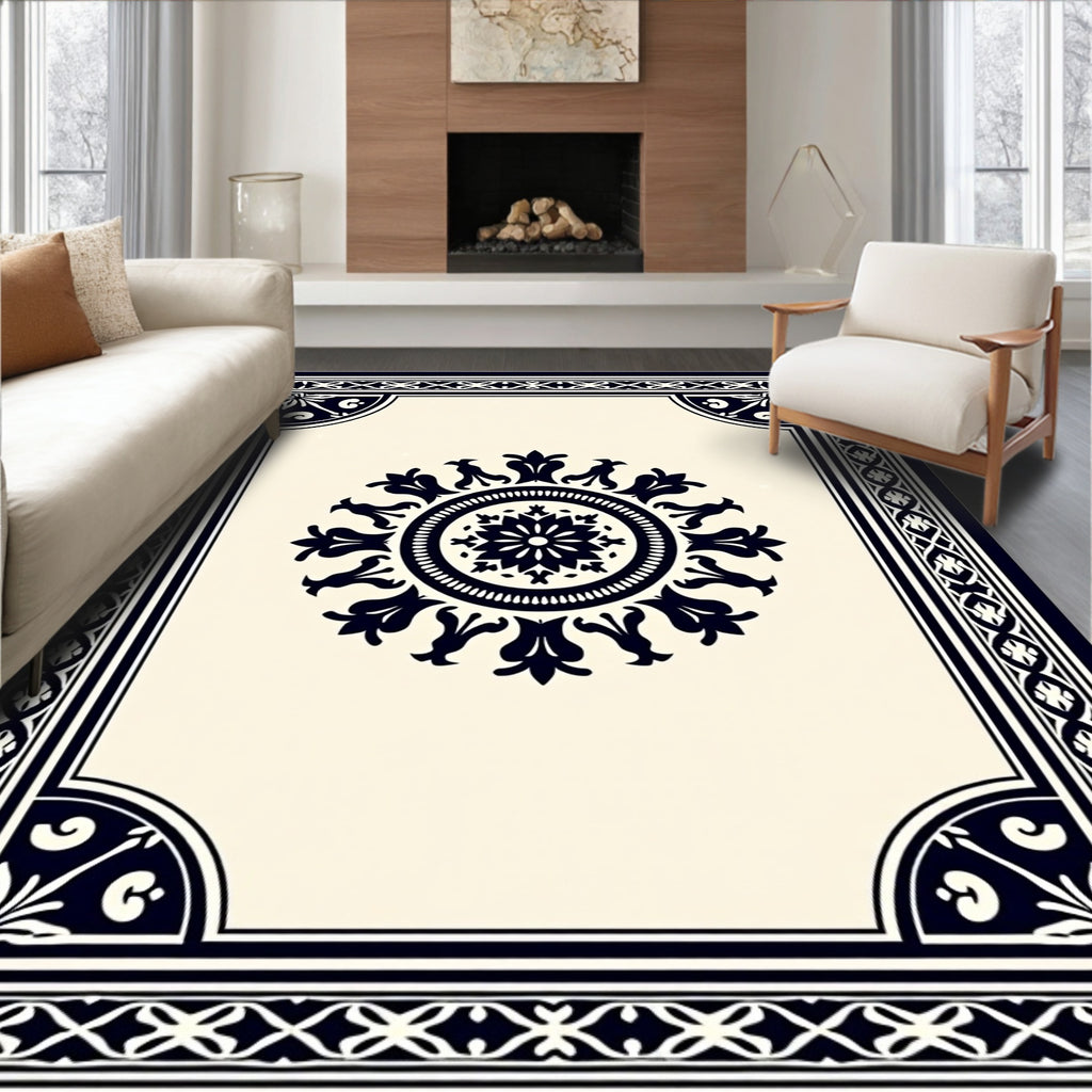 Exquisite Floral Medallion Border Pattern Rug